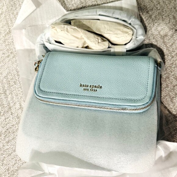 Kate Spade Run Around Large Flap Crossbody Blue Glow 948 PXR004040 USD $278 - Picture 4 of 10